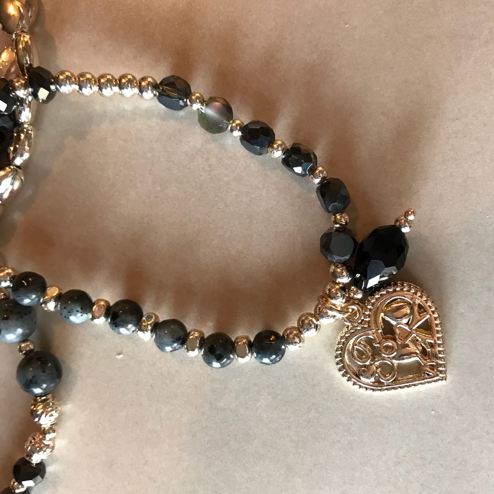 Women’s gold grey black stretch bracelet - Picture 4 of 5